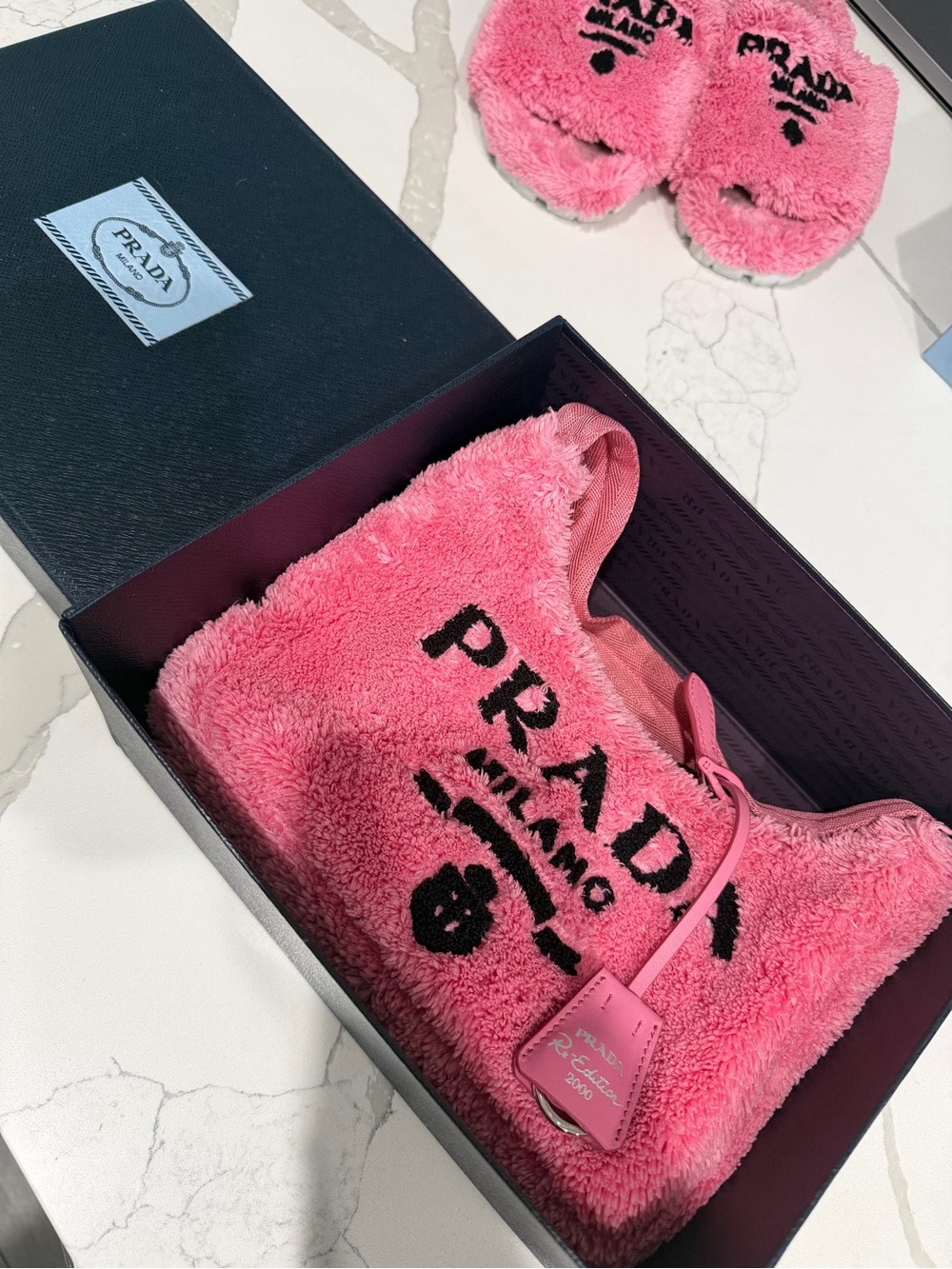 Terry Cloth Mini Re-Edition 2000 Bag Petalo Black - Picture 1 of 5